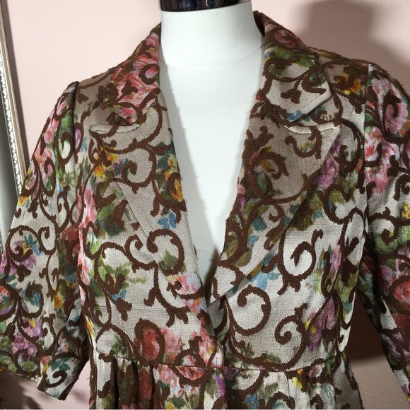 Vintage 90 Y2K Victorian Tapestry Shrunken Baby Doll croquet girl Cropped Blazer - Picture 2 of 16